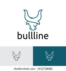 Bull Buffalo Head Monoline Style Logo Template