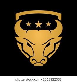 Bull Buffalo Head Shield Mascot Logo Stock symbol emblem