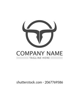 Bull and  buffalo logo head cow animal  mascot logo design vector for sport horn buffalo animal mammals head logo wild matador