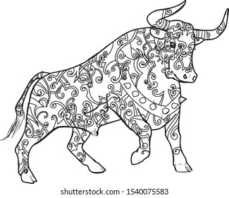 bull buffalo logo icon tattoo illustration print line vector