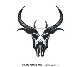 Bull Buffalo Longhorn Skull Vintage logo design inspiration