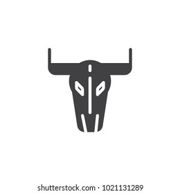 Bull or buffalo skull icon vector, filled flat sign, solid pictogram isolated on white. Symbol, logo illustration.