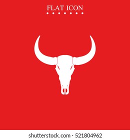 Bull Or Buffalo Skull Vector Icon. Cattle Silhouette Logo.