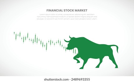 Bull or bullish run market trend in crypto currency or stocks. Trade exchange, green up arrows graph. Stock market price chart. Global economy crash or boom.