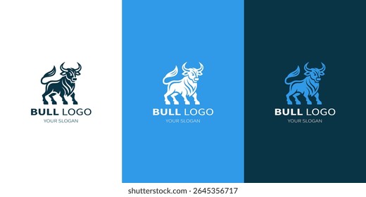 Bull business logo. Bull silhouette icon template. Vector illustration.