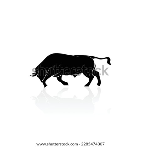 Bull butting logo vector graphics
