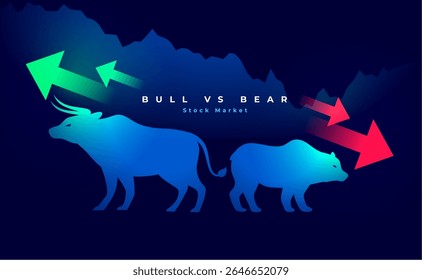 bull buy vs bear sell stock market trade background vector