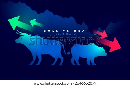 bull buy vs bear sell stock market trade background vector