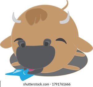 
a bull calf is seen sleeping so soundly it salivates