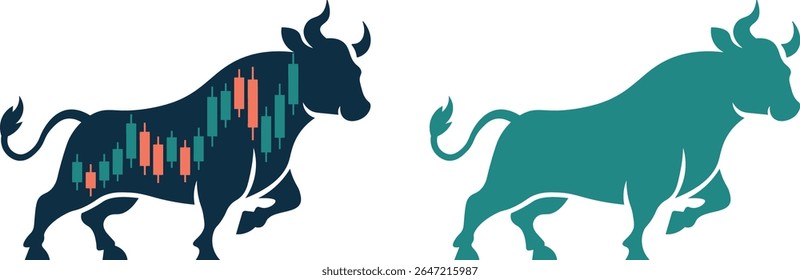 Bull with Candlestick Chart Graphic