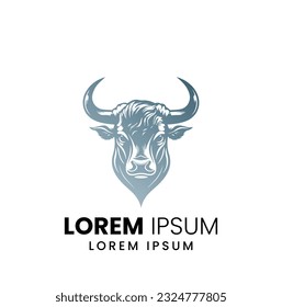 bull capital logo vector simple minimalist. Strong bull attack look back logo design inspiration. Bull logo design template premium vector. Bull, cow icon. Longhorn simple flat logo design vector