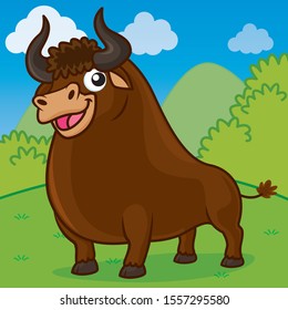 Bull cartoon, animal cartoon, cartoon cute