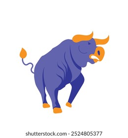 Bull cartoon character flat vector illustrations.  Bull market concept.