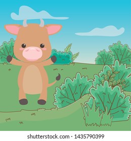 Bull cartoon design vector illustrator