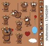 bull cartoon funny vector set in vector format