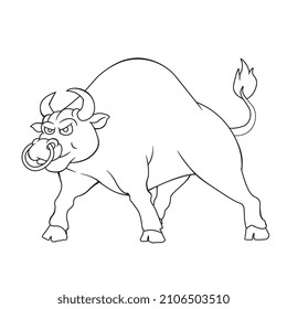 Bull cartoon line art vector illustration
