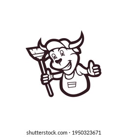 Bull cartoon mascot logo silhouette version. Bulls character logo in sport style, mascot logo illustration design vector
