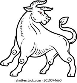 Bull cartoon vector art and illustration