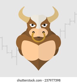 Bull character. Gray background. vector format.