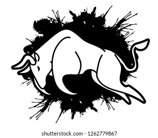 Bull charging, Bull attack graphic vector