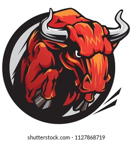 Bull charging mascot.