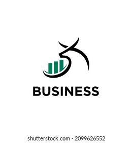Bull with Chart bar graph for business finance logo design	