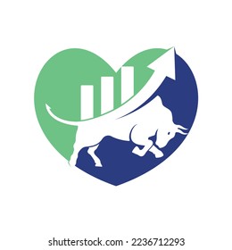 Bull with chart bar logo design. Finance vector logo design.