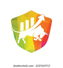 Bull with chart bar logo design. Finance vector logo design.