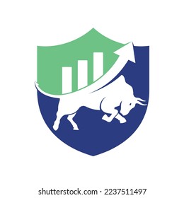 Toro con diseño del logotipo de la barra de gráficos. Diseño del logotipo del vector de financiación.