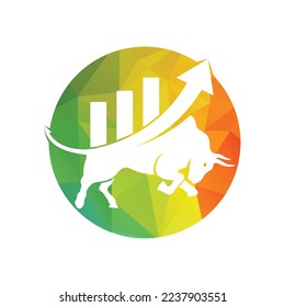 Bull with chart bar logo design. Finance vector logo design.