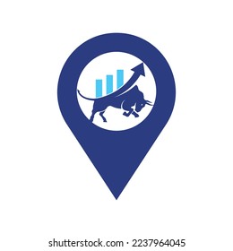 Toro con diseño del logotipo de la barra de gráficos. Diseño del logotipo del vector de financiación.