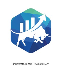 Bull with chart bar logo design. Finance vector logo design.