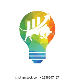 Bull with chart bar logo design. Finance vector logo design.