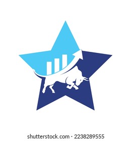 Bull with chart bar logo design. Finance vector logo design.