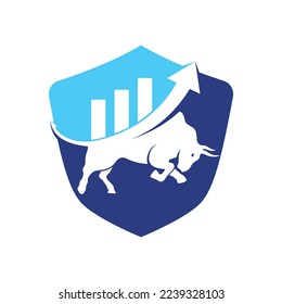 Bull with chart bar logo design. Finance vector logo design.