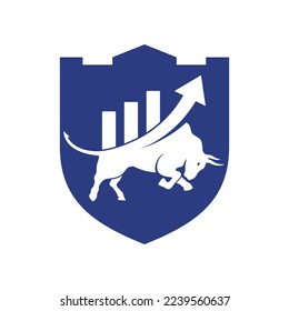 Toro con diseño del logotipo de la barra de gráficos. Diseño del logotipo del vector de financiación.