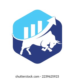 Bull with chart bar logo design. Finance vector logo design.