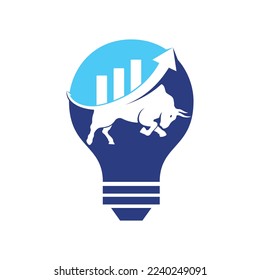 Bull with chart bar logo design. Finance vector logo design.
