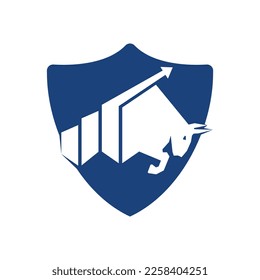 Toro con diseño del logotipo de la barra de gráficos. Diseño del logotipo del vector de financiación.	