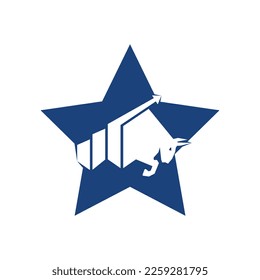 Bull with chart bar logo design. Finance vector logo design.	
