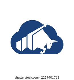 Bull with chart bar logo design. Finance vector logo design.	
