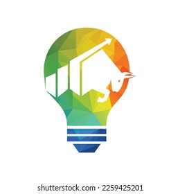 Toro con diseño del logotipo de la barra de gráficos. Diseño del logotipo del vector de financiación.	