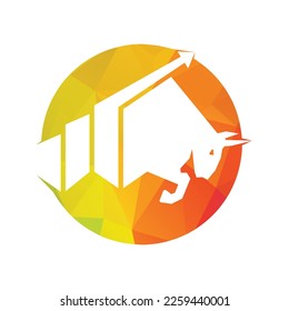 Bull with chart bar logo design. Finance vector logo design.	
