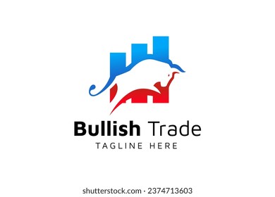 Bull chart bar statistic logo vector icon template