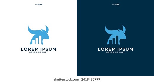 bull chart bar statistic logo vector icon template