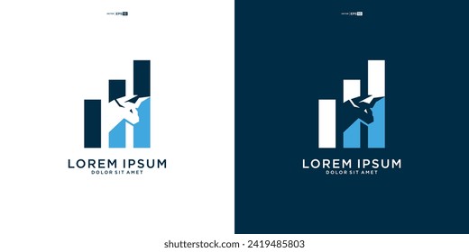 bull chart bar statistic logo vector icon template
