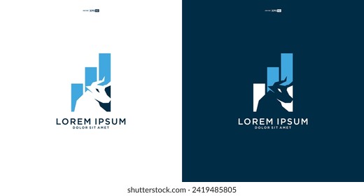 bull chart bar statistic logo vector icon template
