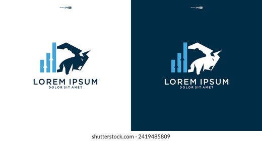 bull chart bar statistic logo vector icon template