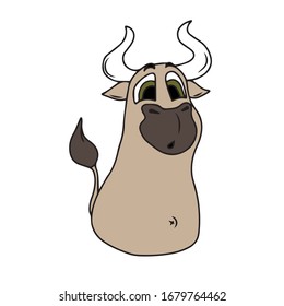 Bull Chinese new year. Sticker, vector children's design for banners, postcards and social networks.Symbol of the year 2021