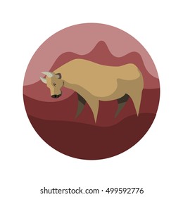 Bull of Chinese Zodiac signs. Bull or ox - original vector colorful icon. Chinese horoscope flat illustration. Isolated on background.